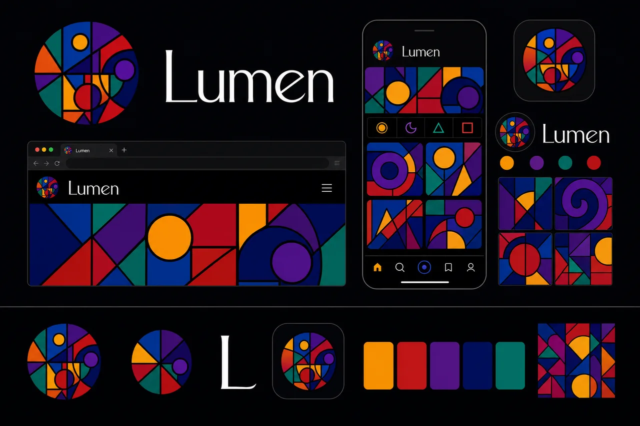 Stained-Glass Abstraction — the example brand's brief